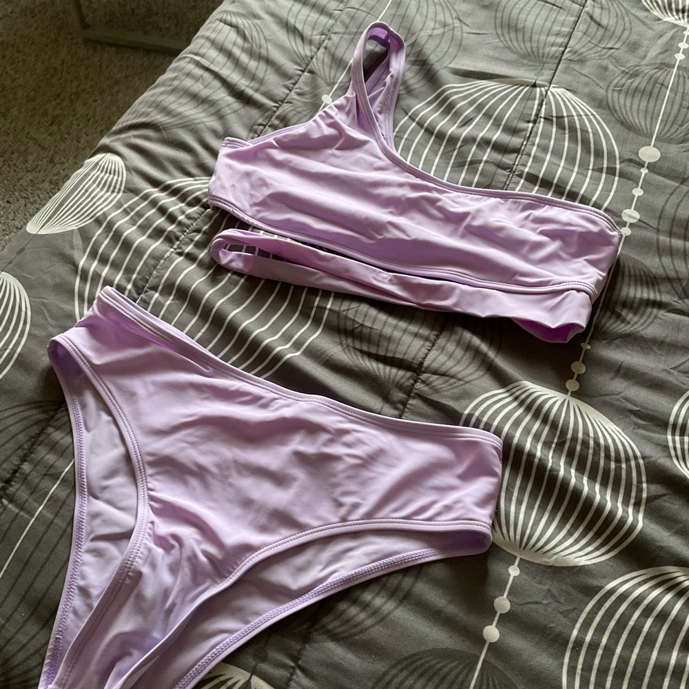 Lavender One Shoulder Swimsuit
